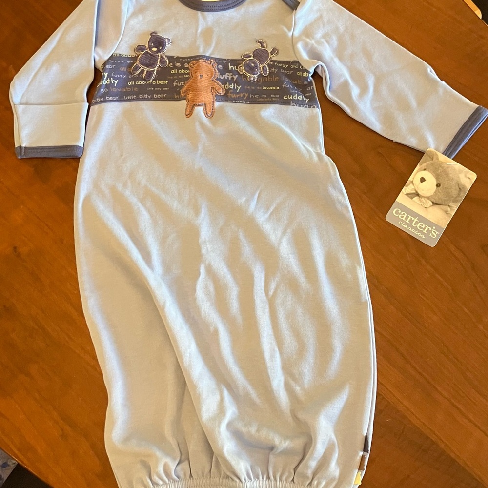 Vintage Carter's Blue Baby Pajamas nightgown w/ corduroy beers